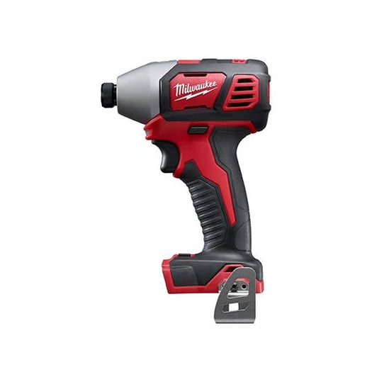 Compact cordless impact driver with ergonomic grip and metal belt clip for tools and home improvement projects