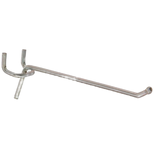 Zinc-plated metal peg hook designed for 1/4 inch pegboards, ideal for garage and workshop storage under $50