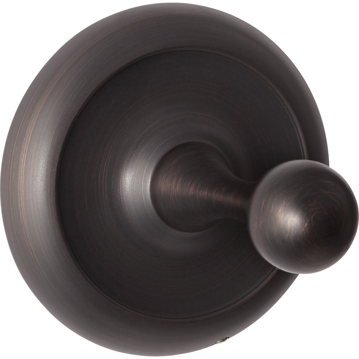 Single round dark bronze robe hook with smooth finish for bathroom or home improvement use