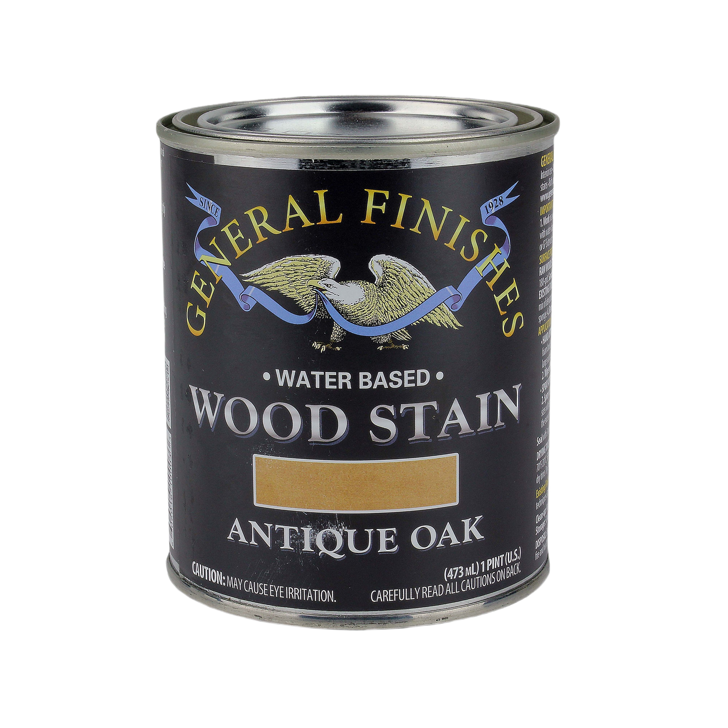 Black metal can of water based wood stain in antique oak color for interior wood finishing projects under $50