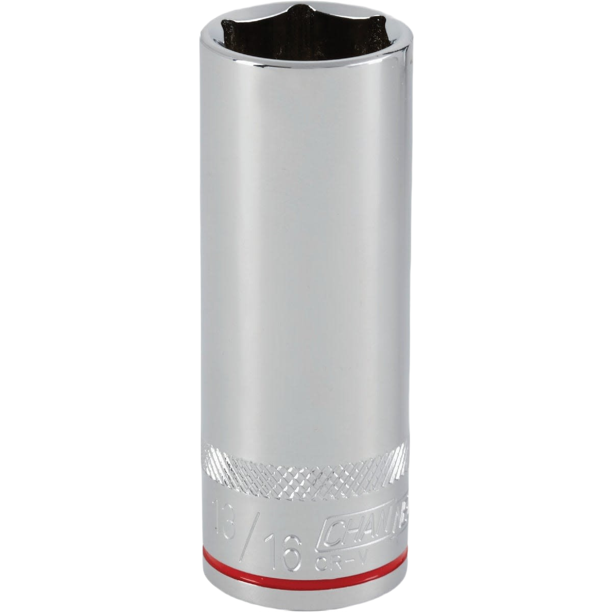 Chrome-finished 6-point deep socket with 1/2 inch drive and 3/16 inch size for tools and home improvement tasks