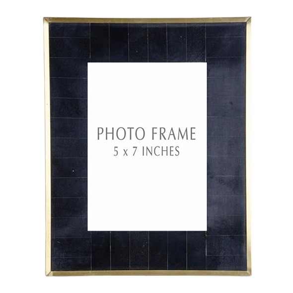 Black tile and brass photo frame designed for stylish 5 x 7 inch pictures and home decor accents