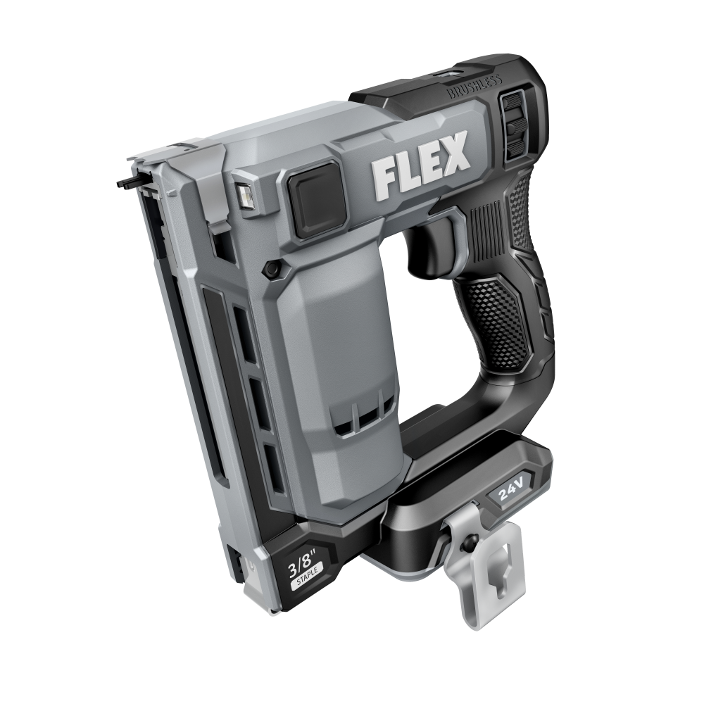 Cordless 24V gray and black stapler designed for fast installation of Tyvek wrap and carpeting, part of Power Tools and Nailers at Hartville Hardware.