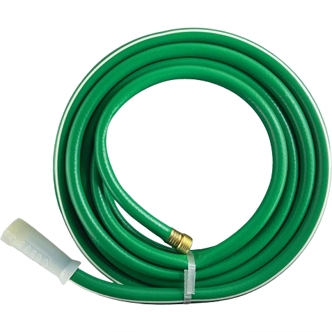 Green medium-duty garden hose with brass fittings and Guard-N-Grip connector in watering and irrigation tools collection