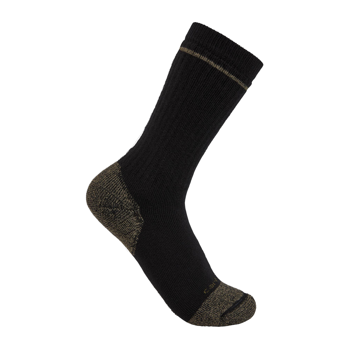 Carhartt Midweight Cotton Blend Steel Toe Boot Sock 2-Pack - Black, Large