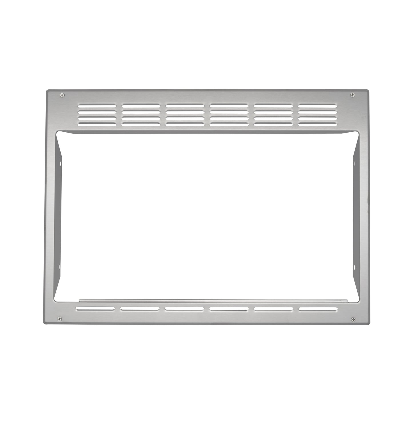 Stainless steel built-in microwave trim kit with ventilation slots for appliance parts and kitchen improvement tools