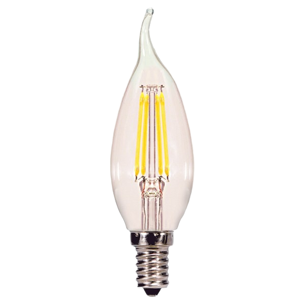 Clear LED filament bulb with candelabra base, energy-efficient lighting for home improvement and LED light bulb collections under $50