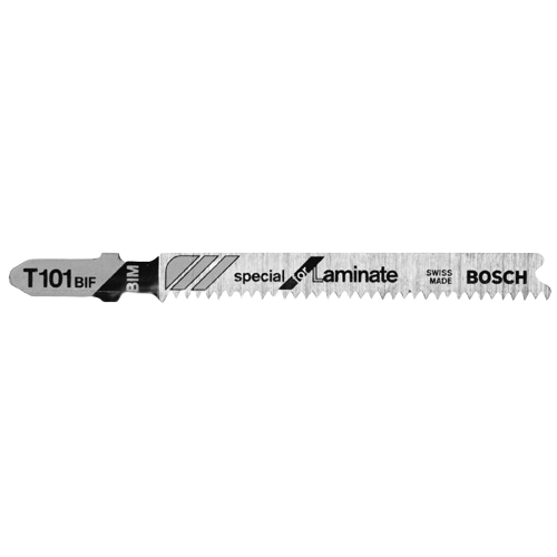 Single Bosch T-shank jigsaw blade with 14 TPI, designed for cutting laminate in tools and home improvement tasks
