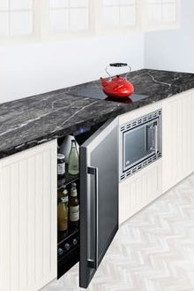 24-inch built-in beverage center with left hinge stainless steel door for kitchenware and appliance collections