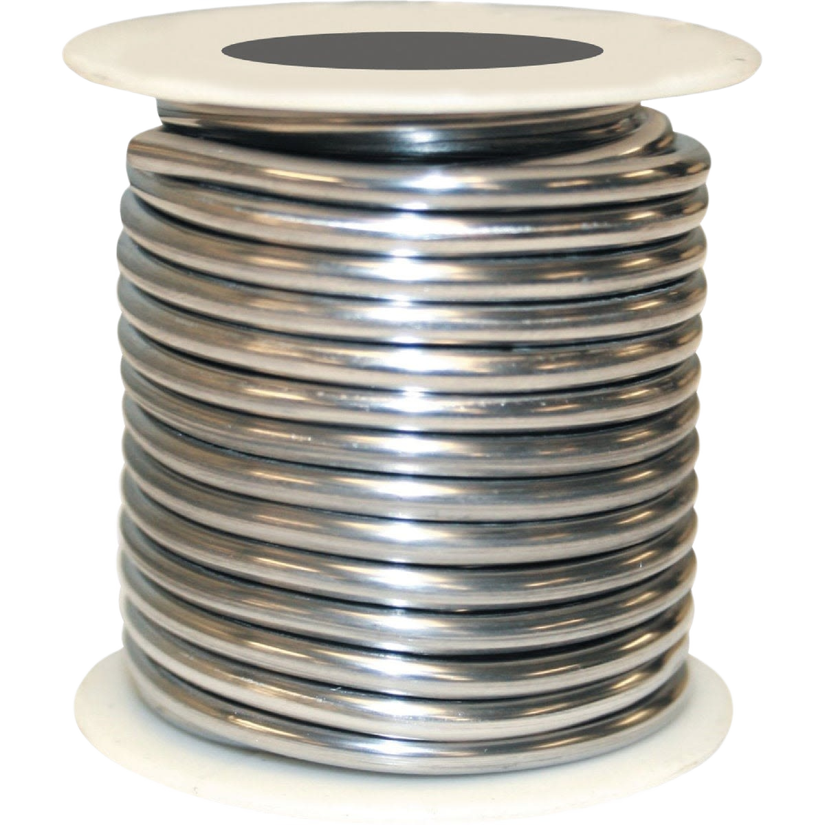 Spool of shiny metallic solder wire for home improvement and tools applications with tin and lead composition