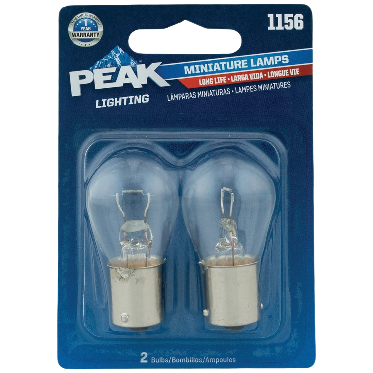 Two-pack of PEAK 1156 12.8V mini automotive light bulbs for vehicle lighting under $50 and automotive collections