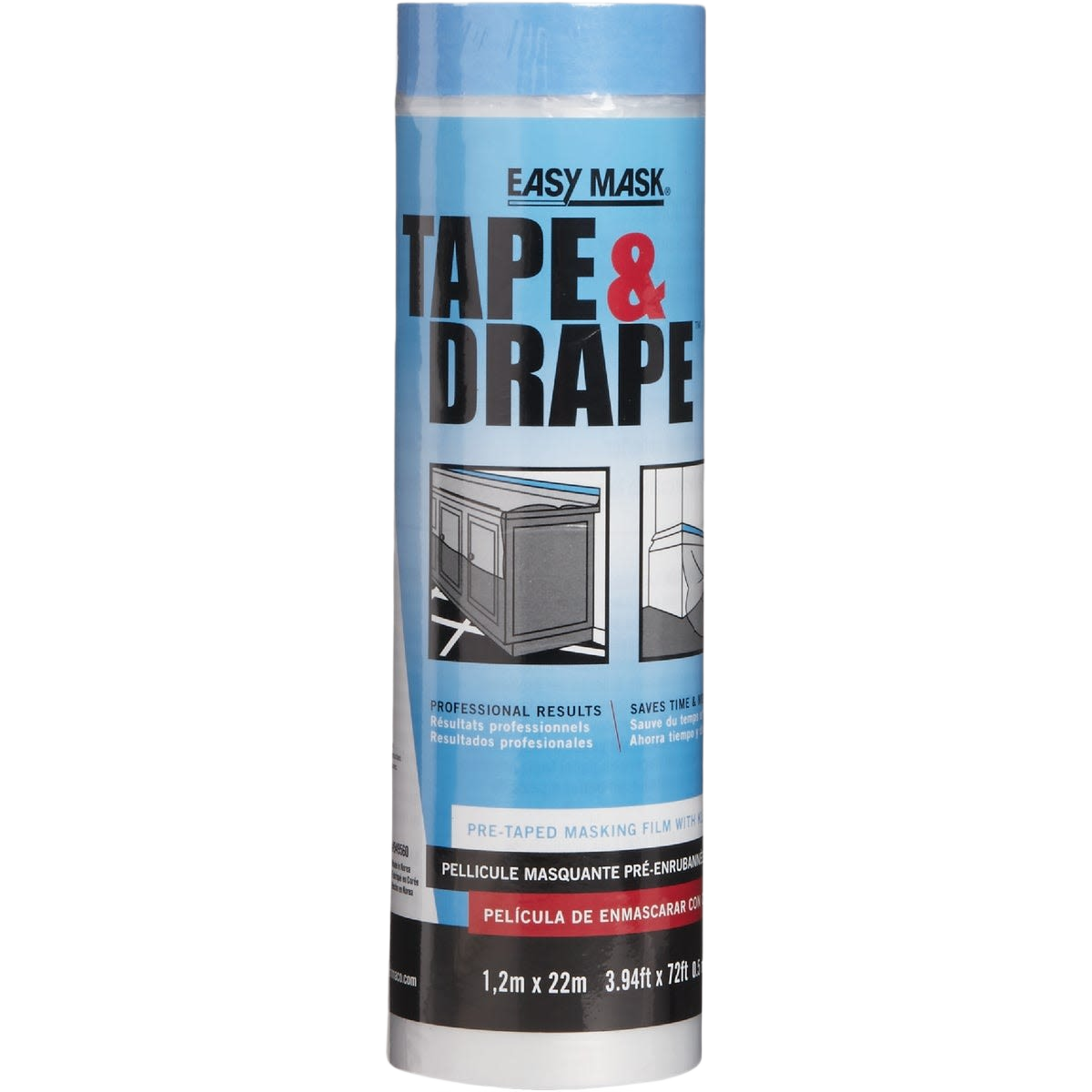 Roll of pre-taped plastic dropcloth designed for paint protection in home improvement and drop cloths & covering collections