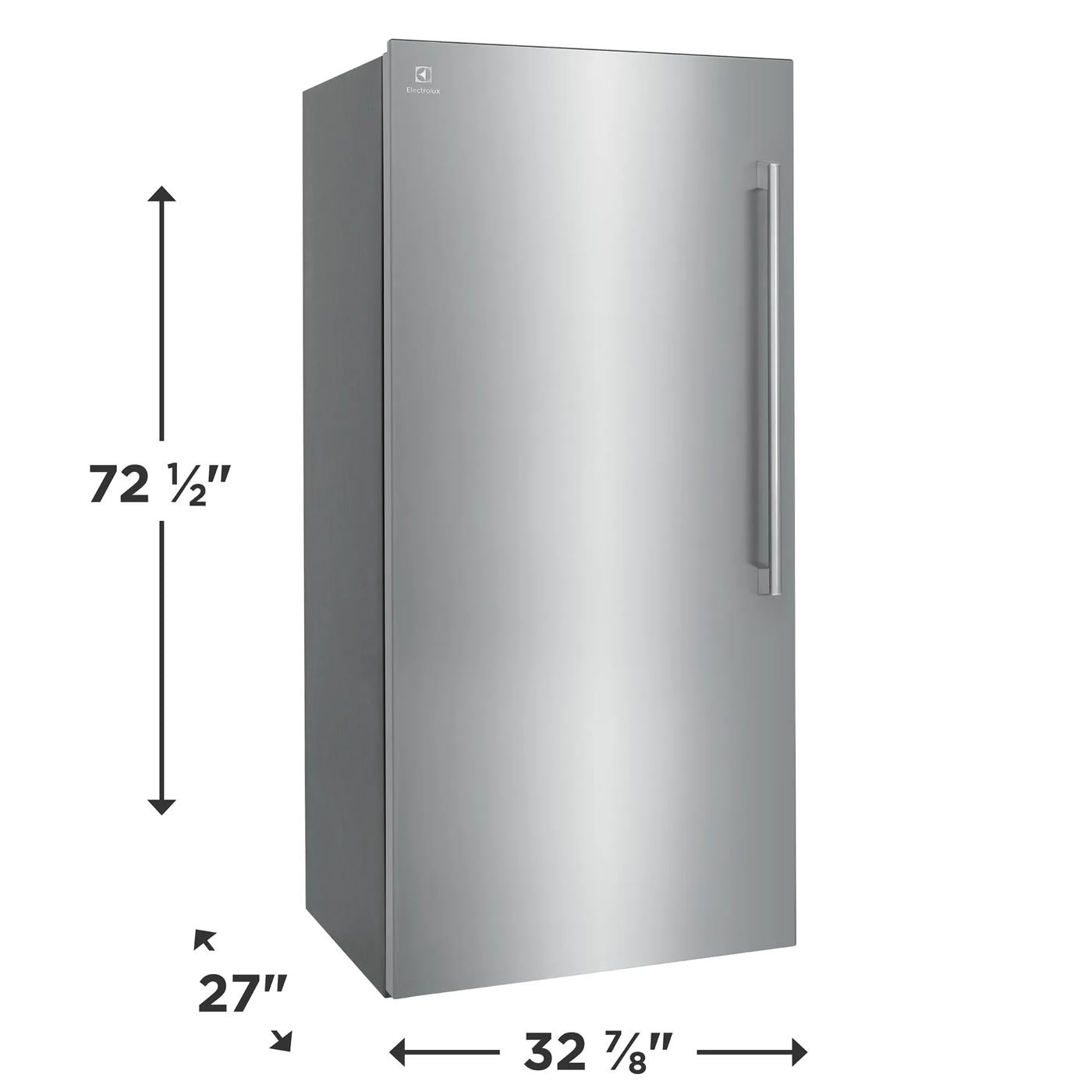 Tall stainless steel single-door freezer with vertical handle and compact depth from Freezers & Ice Makers and Appliances collections