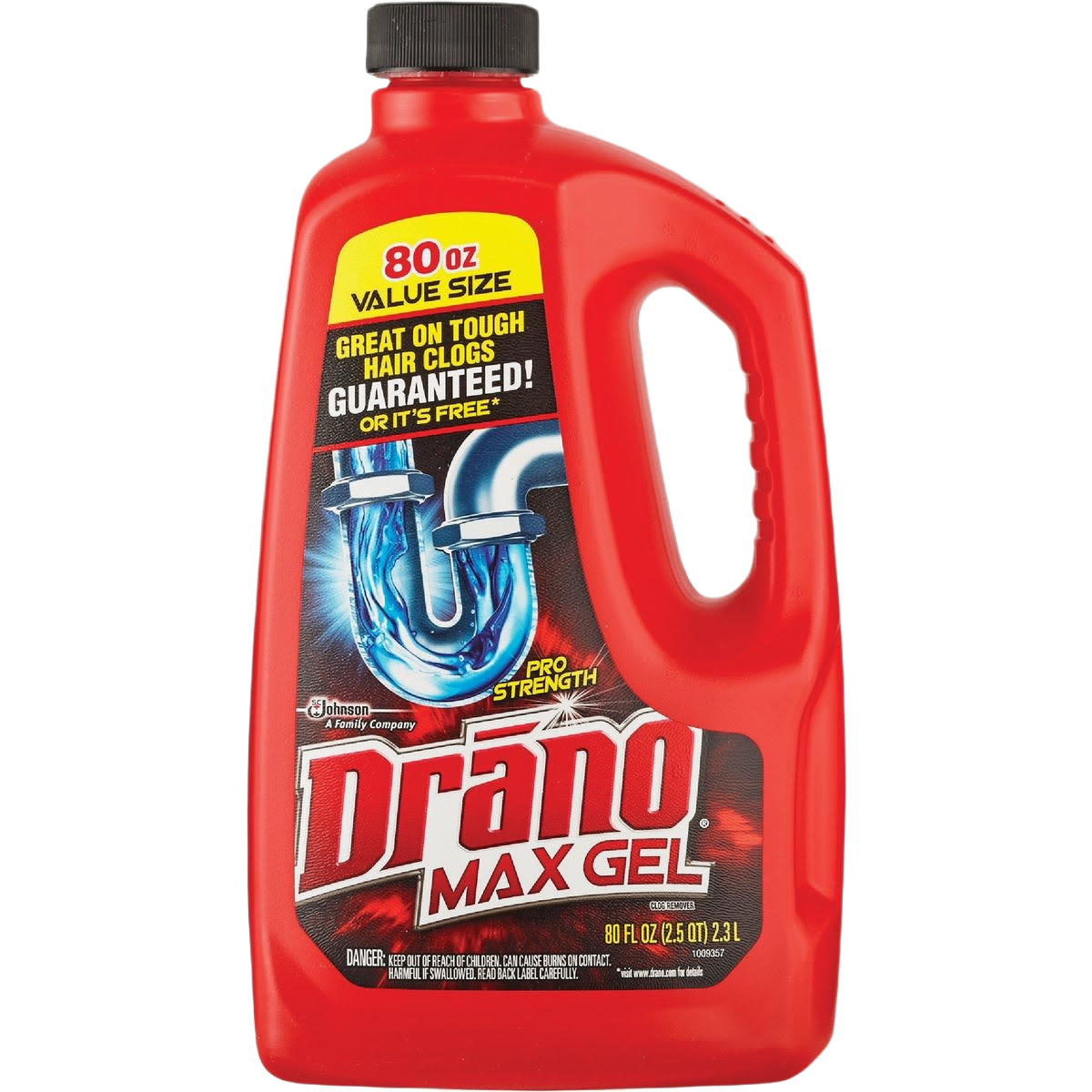 Red 80 oz bottle of Drano Pro Strength Max Gel drain cleaner for plumbing and cleaning supplies under $50 collection