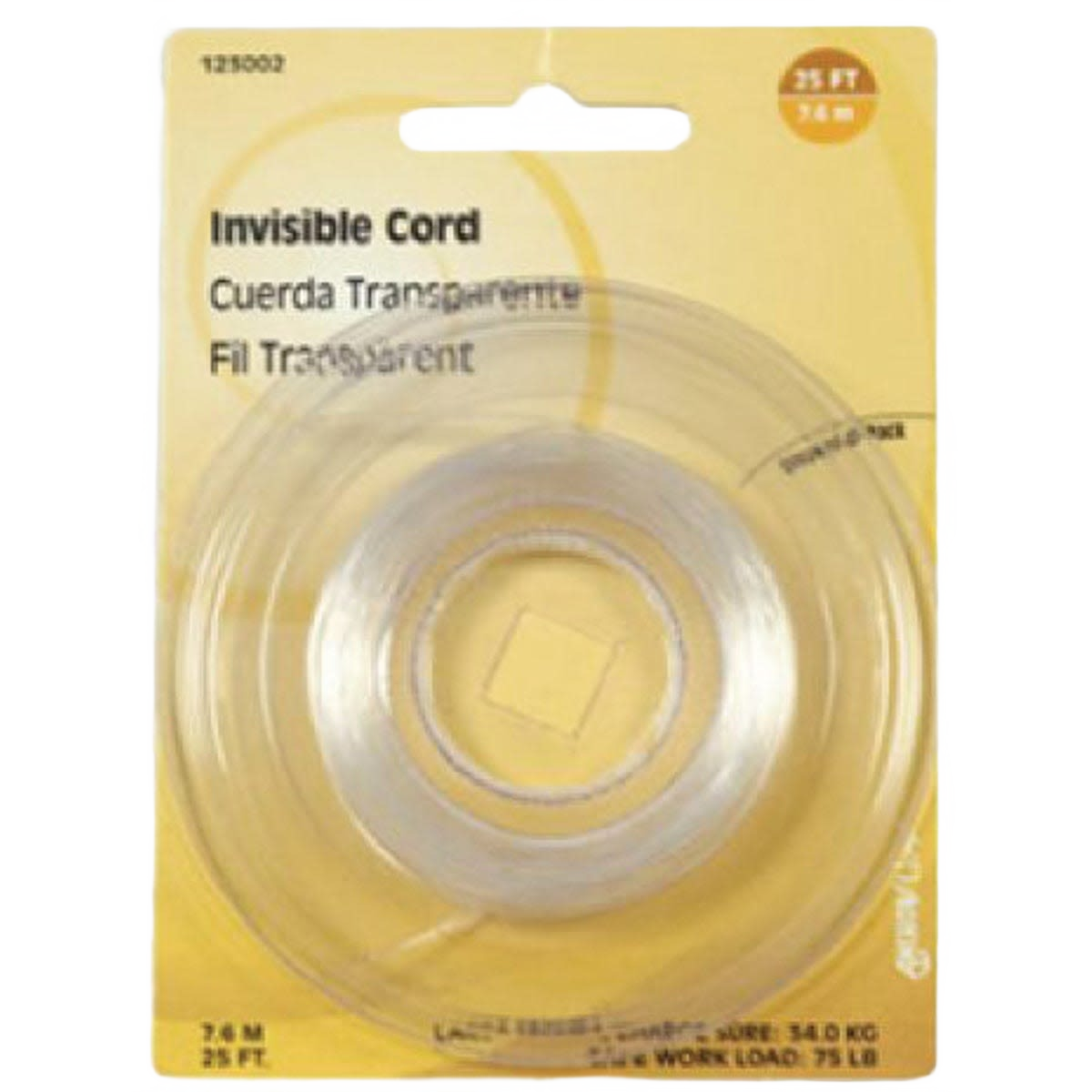 Clear plastic cord in a 25-foot coil for securing pictures or planters, in Hardware and Fasteners collections under $50