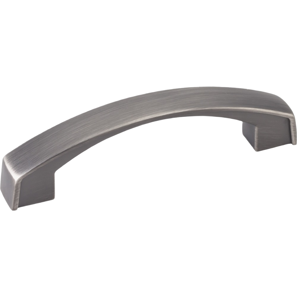 Brushed pewter cabinet pull with modern curved design for hardware and furniture accessories under $50 in home improvement