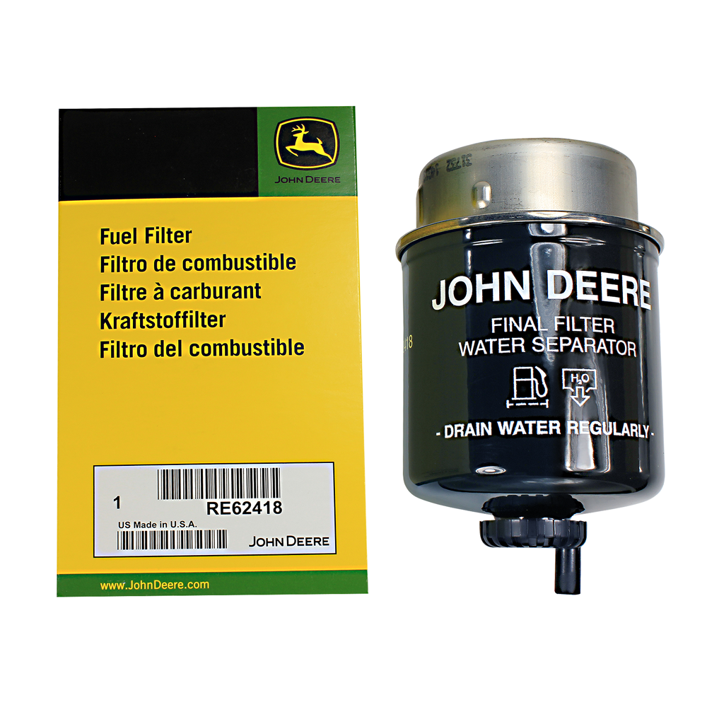 John Deere spin-on fuel filter with water separator for reliable engine protection in parts and lubricants collections