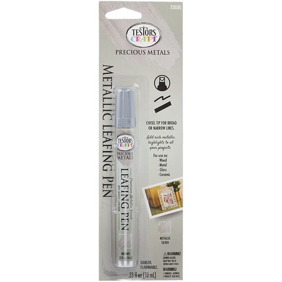 Metallic silver leafing pen in packaging for crafts with specialty paint and home improvement use under $50.