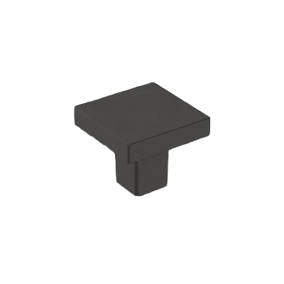 Matte black square cabinet knob with modern design, suitable for hardware and furniture accessory collections under $50.