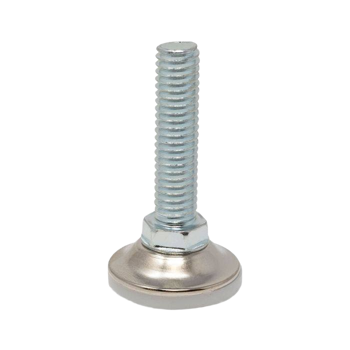 Adjustable metal furniture leveler with threaded screw and round base for hardware and furniture accessories collections