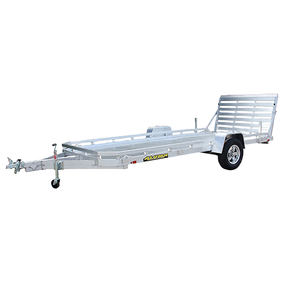 Lightweight aluminum utility trailer with single axle and bi-fold tailgate for hauling equipment and materials