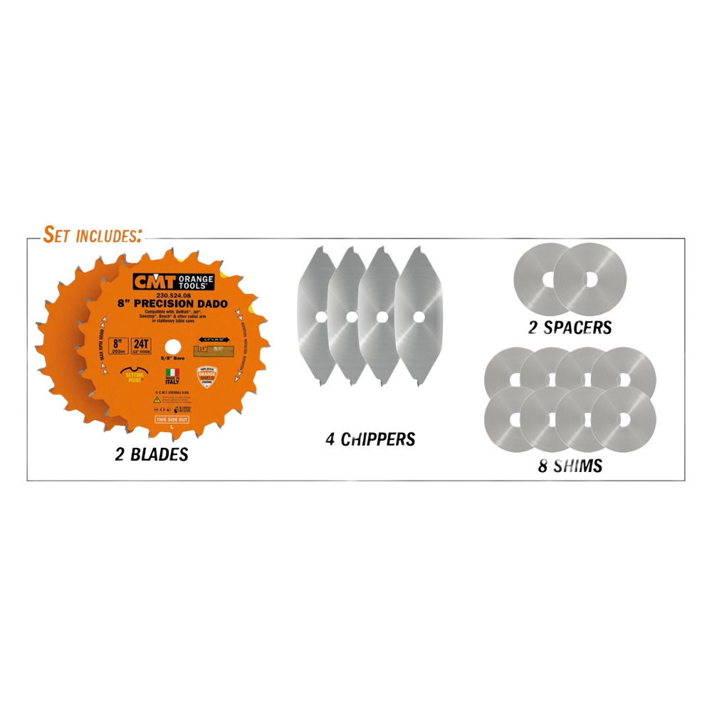 CMT Orange Tools 8" 24T Precision Dado Blade Set