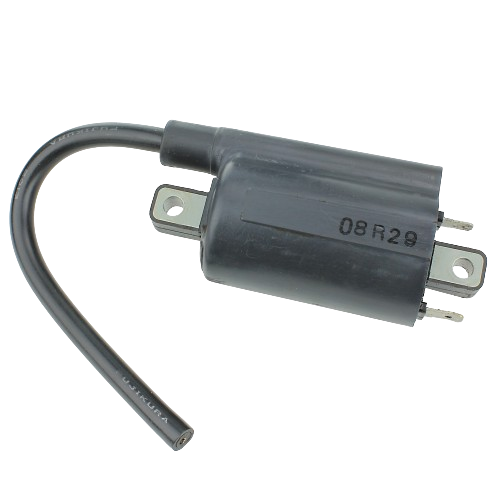 Black ignition coil with attached wire for automotive and John Deere engine replacement parts under $100