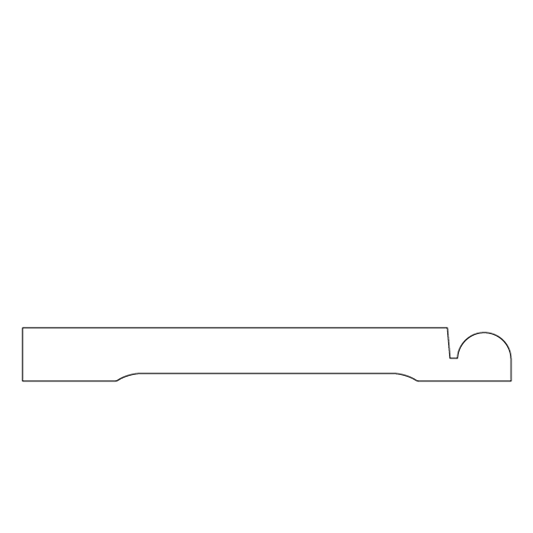 Profile view of a precision-cut oak baseboard molding for home improvement and lumber projects under $50.