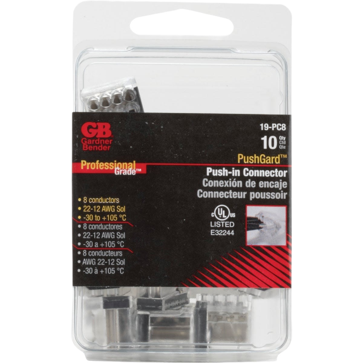 Clear plastic 10-pack of 8-port push-in electrical connectors for home improvement in the Electrical under $50 category