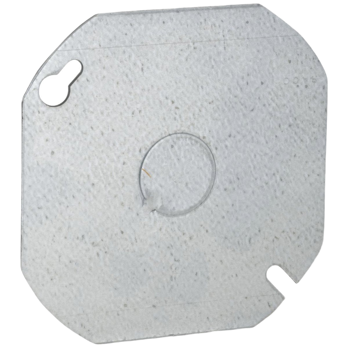 Galvanized steel round cover with mounting hole for electrical box protection in home improvement projects