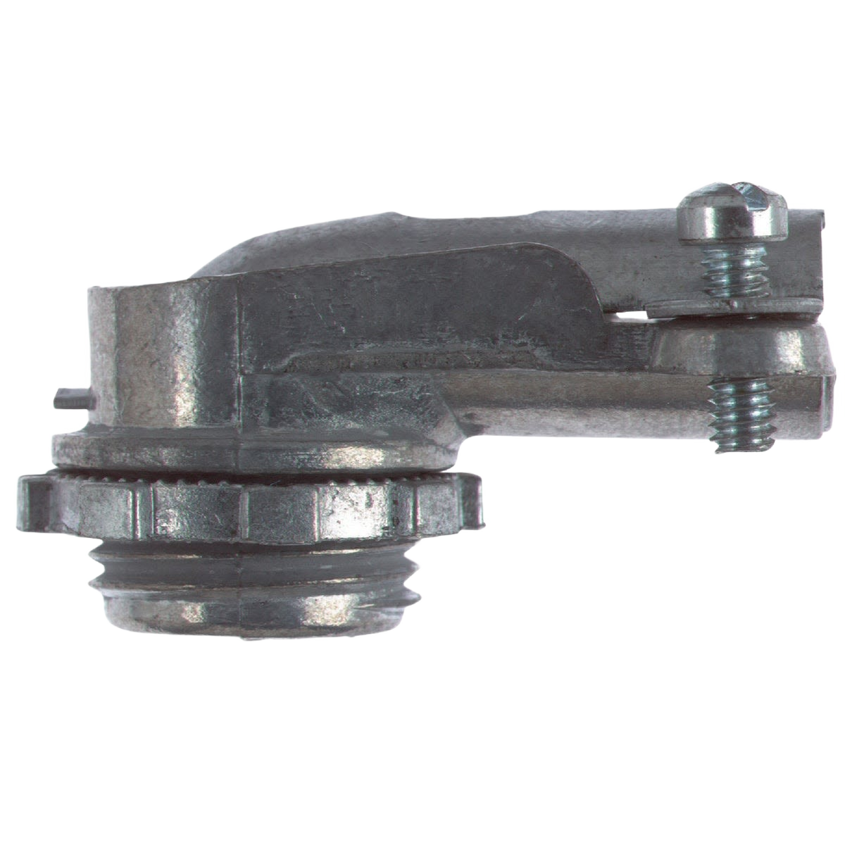 Metal 3/8 inch 90-degree clamp connector for armored cable and conduit in electrical and home improvement supplies