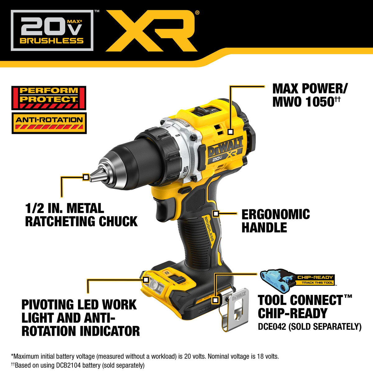 DEWALT 20V MAX* XR® Brushless Cordless 1/2 in. Drill/Driver (Tool Only)