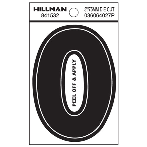 Black 3-inch vinyl die cut sticker letter O with peel-off adhesive for easy application in hardware and home improvement.