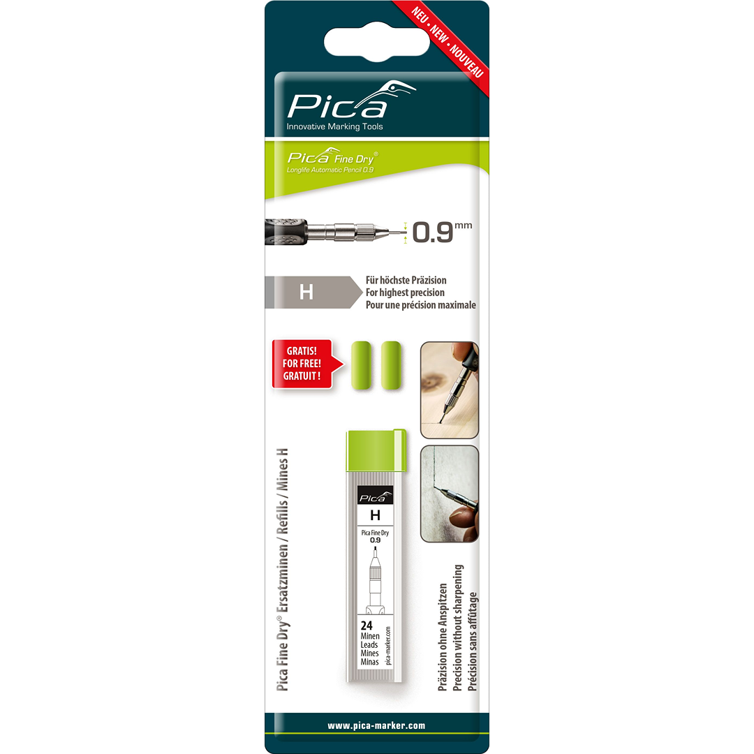 Refill pack of 0.9 mm fine dry graphite leads for precise marking in woodworking and measuring tools collections