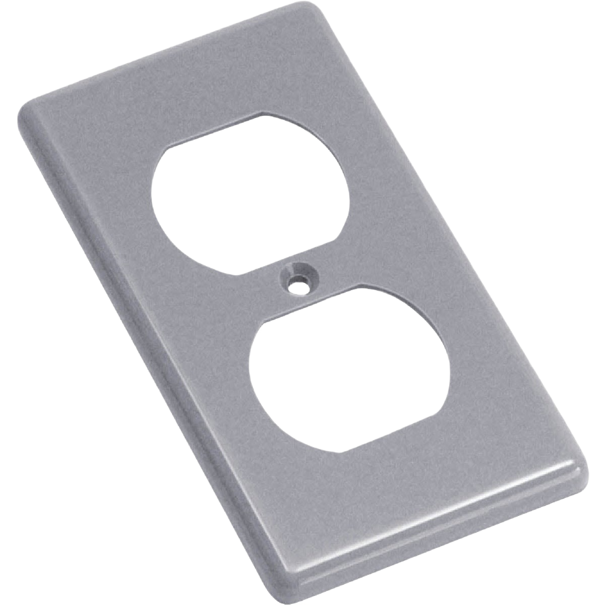 Grey PVC duplex outlet cover with rounded corners for electrical boxes in home improvement and under $50 collections