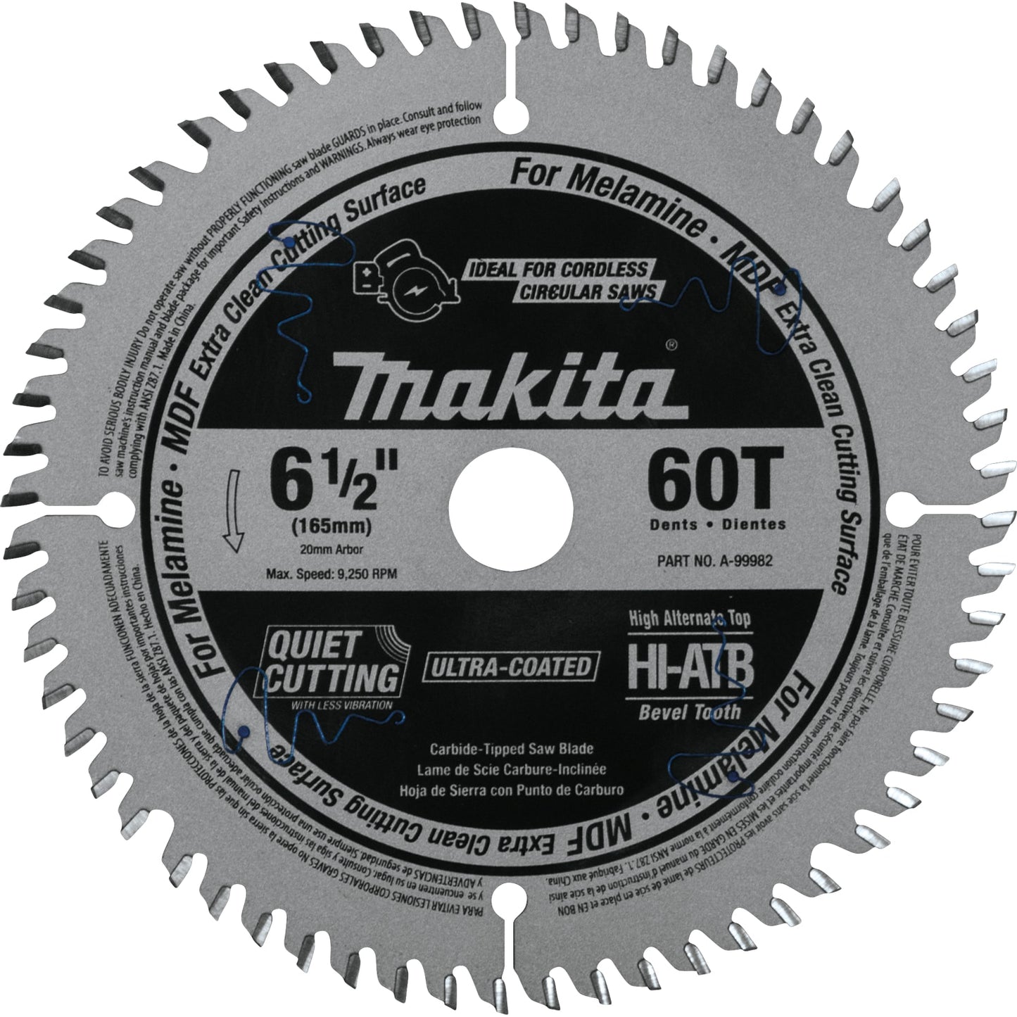 Plunge saw blade with 60 carbide-tipped teeth for clean cuts on melamine and MDF in woodworking tool accessories collections