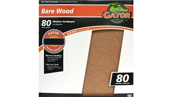 Gator branded medium grit sandpaper sheet in 9 by 11 inches size for home improvement and woodworking tasks