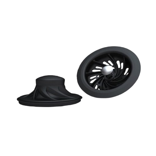 Black flexible strainer and stopper for plumbing and sink repair, designed to fit most garbage disposals and drains under $50 collection