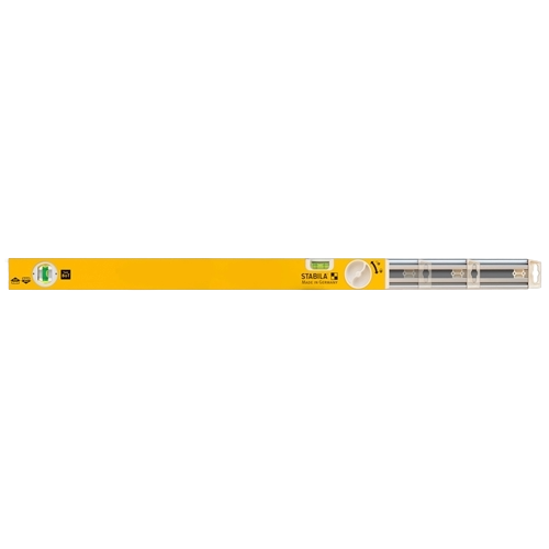 Adjustable yellow Stabila level extending from 36 to 59 inches for precise measurements in woodworking and home improvement.