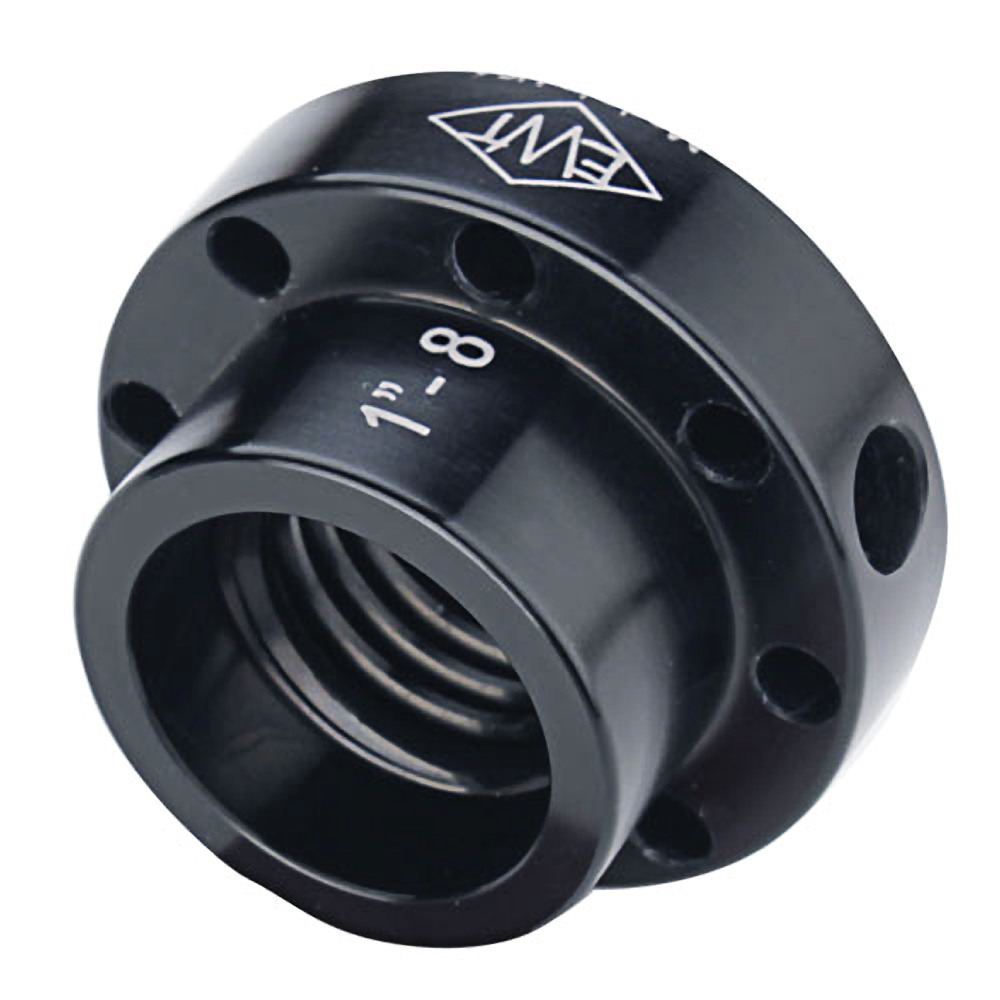Black aluminum faceplate with threaded center and multiple mounting holes for woodworking tool accessories under $50