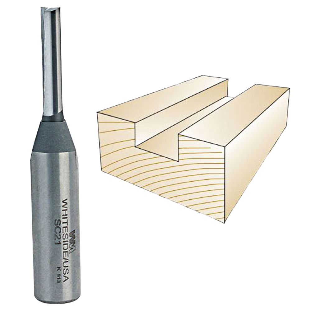 Solid carbide straight router bit for precise cutting of wood and composites in power tool accessories collections