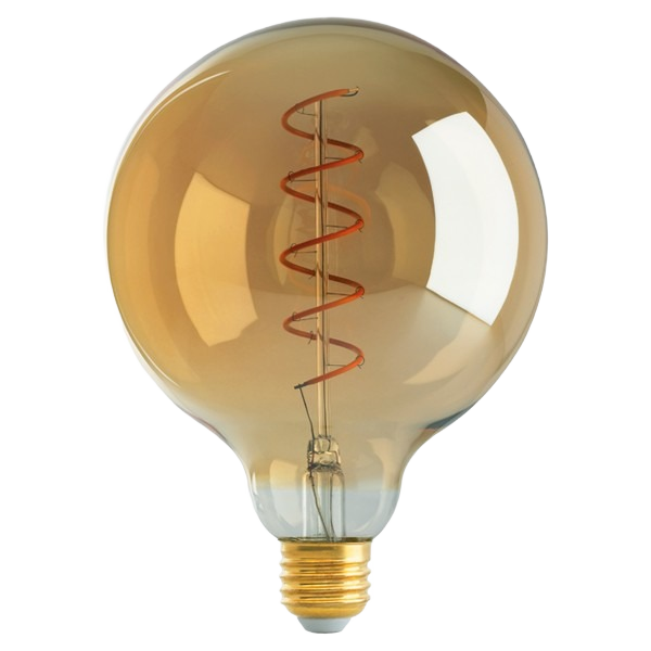 Amber vintage-style LED light bulb with spiral filament and medium base for home improvement lighting needs