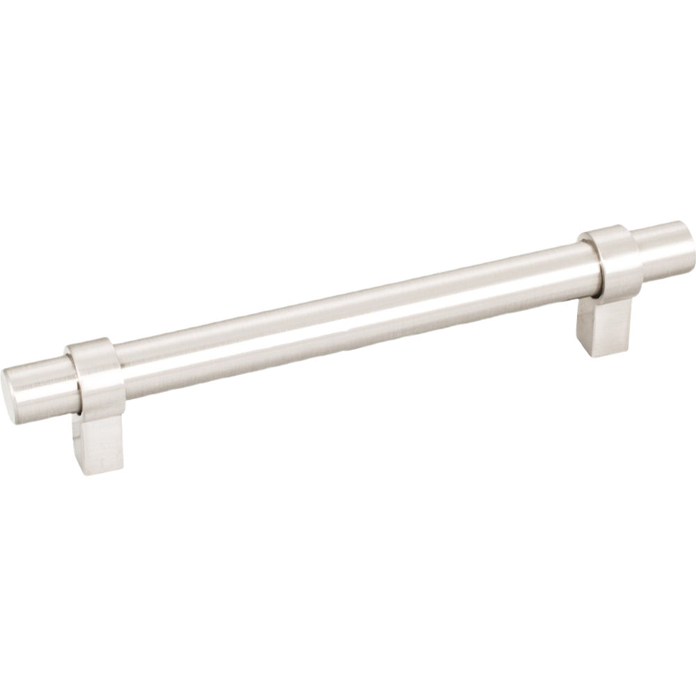 Satin nickel 128mm bar pull handle with modern design, ideal for cabinet hardware and furniture accessories.