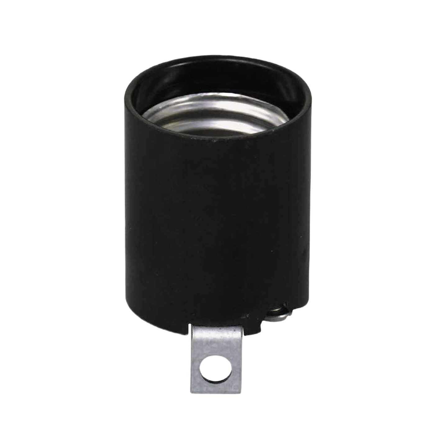 Brown keyless lamp socket with metal bracket for secure installation in lighting and electrical home improvement collections