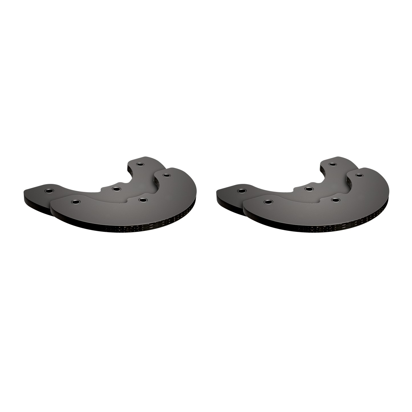 Pair of black curved rotating blades with mounting holes for power tool accessories in home improvement and EGO collections