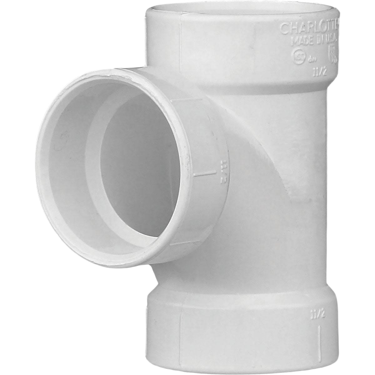 PVC sanitary tee fitting with hub connections for plumbing and drain systems in Pipes & Fittings and Under $50 collections
