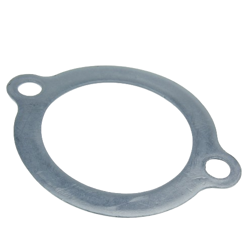 Gray metal thermostat gasket with two mounting holes for home improvement and tools applications