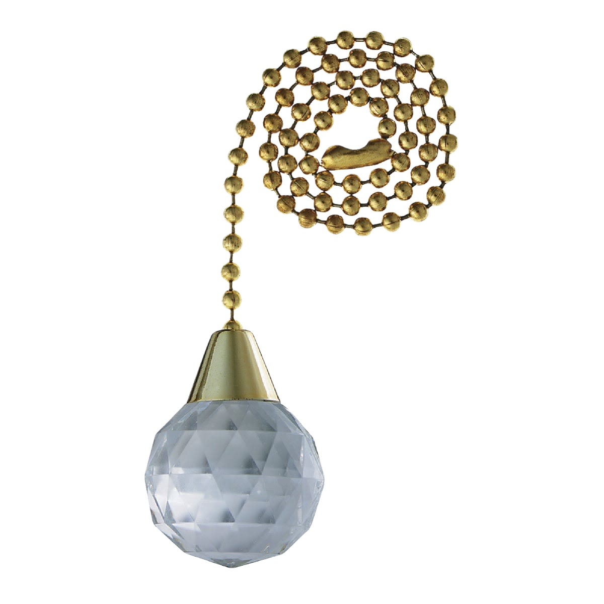 Polished brass pull chain with decorative faceted acrylic sphere for lighting and ceiling fan accessories under $50 collections