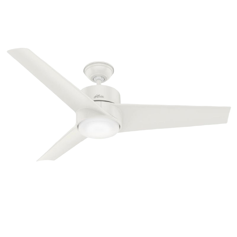 Fresh white ceiling fan with integrated LED light, designed for indoor and outdoor home lighting and decor projects