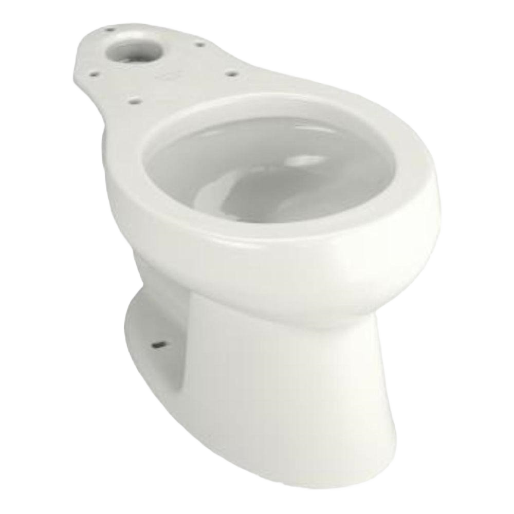 White round front toilet bowl made of durable ceramic for home improvement and plumbing projects